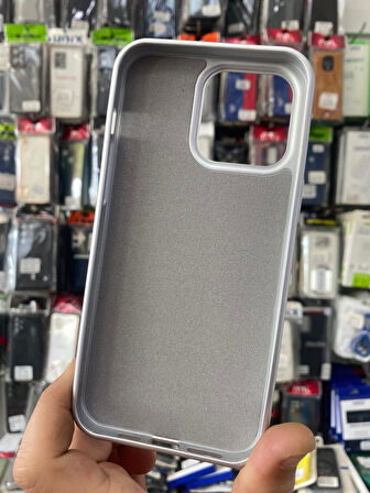İPHONE 15 PRO MAX UYUMLU PRD TAŞLI İÇİ KADİFE KILIF GÜMÜŞ