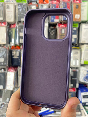 İPHONE 14 PRO UYUMLU PRD TAŞLI İÇİ KADİFE KILIF MOR