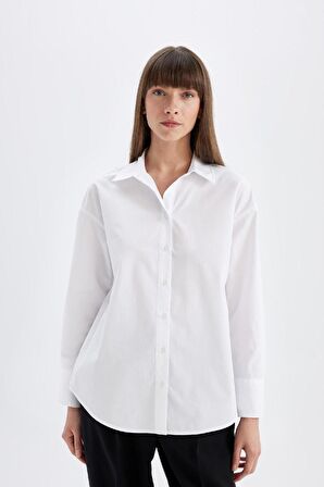 DeFacto Oversize Fit Poplin Uzun Kollu Gömlek T8735AZ24AUWT83