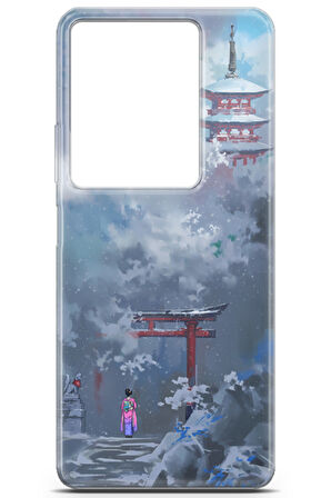 Infinix Note 30 uyumlu Girls 37 Fit Baskılı Kimono Kış ve Tapınak