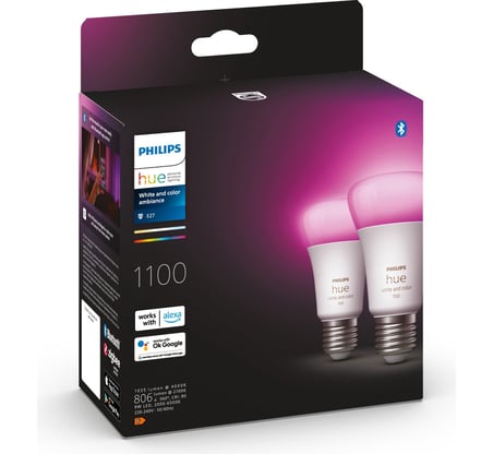  Philips HueWCA 9-75W E27 1100 Lumen Renkli Akıllı Ampul 2'li Ekopaket A60