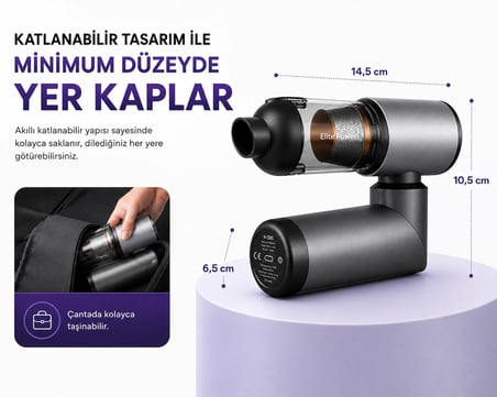 20.000 Pa Kablosuz Araç Süpürgesi 120W Güçlü Emiş 7800 mAh Şarjlı El Süpürgesi 8 Başlıklı HEPA Filtreli Mini Vakum