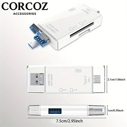 Corcoz 6'sı 1 arada Hafıza Kartı Okuyucu USB 3.0 Çok İşlevli Kart Okuyucu - CZ51