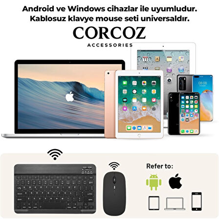 Corcoz Huawei Matepad SE 10.4 Inch 2022 Tablet İle Uyumlu Türkçe Bluetooth Klavye + Bluetooth Mouse Set CZ47