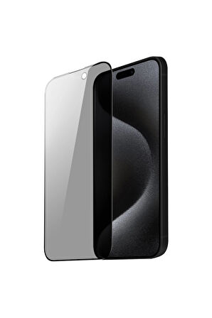 Corcoz iPhone 15 Uyumlu Kırılmaz Cam Privacy Hayalet Tam Kaplayan Ekran Koruyucu - CZ132