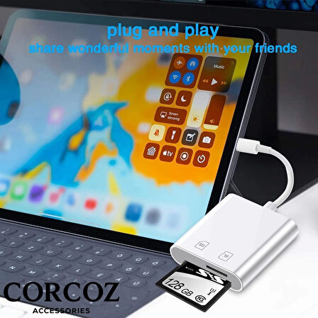 Corcoz Lightning To Sd Card Camera Reader Kablo Iphone Sd Micro Okuyucu Kablo Adaptör - CZ54