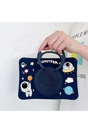 Corcoz Samsung Galaxy Tab A9 Plus Sm-x210 Uyumlu Astronot Çocuk Kılıfı Askılı Standlı Tablet Kılıfı - CZ130