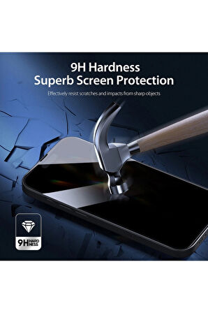 Corcoz iPhone 11 Pro Max Uyumlu Kırılmaz Cam Privacy Hayalet Tam Kaplayan Ekran Koruyucu - CZ132