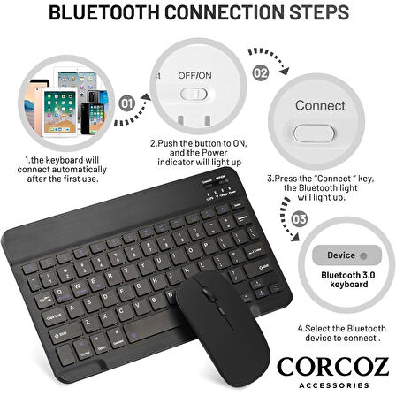 Corcoz Xiaomi Mi Pad 6 11 inch İle Uyumlu Türkçe Bluetooth Klavye +Bluetooth Mouse CZ47