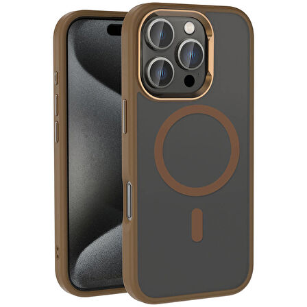 Gpack Apple iPhone 16 Pro Kılıf Parlak Kamera Çerçeveli Magsafeli Kost Kapak