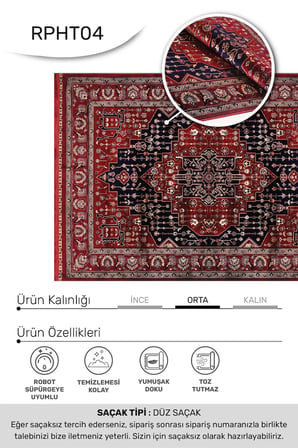 ANATOLIA HALI MALIA- Kırmızı / Lacivert - Sabit Ölçü- Oturma Odası, Salon -Kolay Temizlenebilir