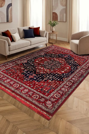 ANATOLIA HALI MALIA- Kırmızı / Lacivert - Sabit Ölçü- Oturma Odası, Salon -Kolay Temizlenebilir