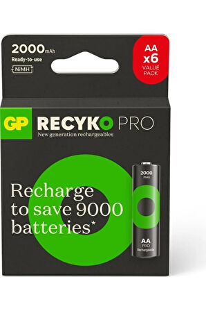Aa 2000 Mah Pro Şarjlı Kalem Pil 4+2 Li Paket