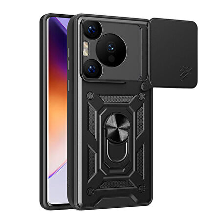 Gpack Huawei Pura 70 Pro Kılıf Pars Sürgülü Vega Yüzüklü Sert Silikon