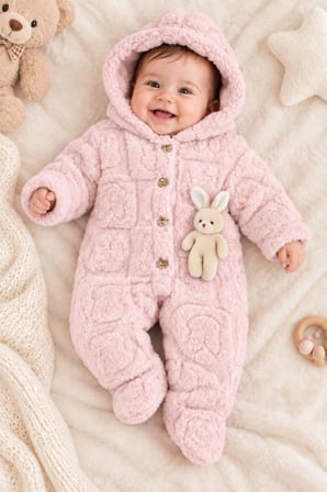  Kız Erkek Bebek Tavşan ve Ayı Oyuncaklı Peluş Tulum TLM0301