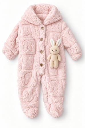  Kız Erkek Bebek Tavşan ve Ayı Oyuncaklı Peluş Tulum TLM0301