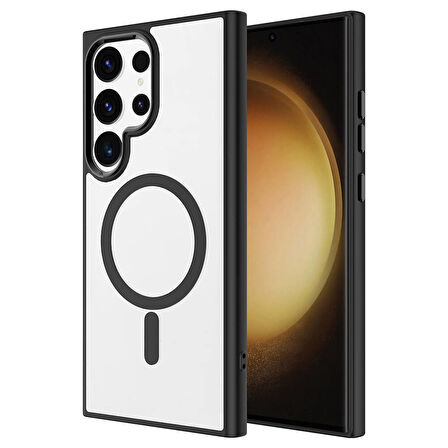 Gpack Samsung Galaxy S24 Ultra Kılıf Wireless Şarj Özellikli Buttom Magsafe Silikon Kapak