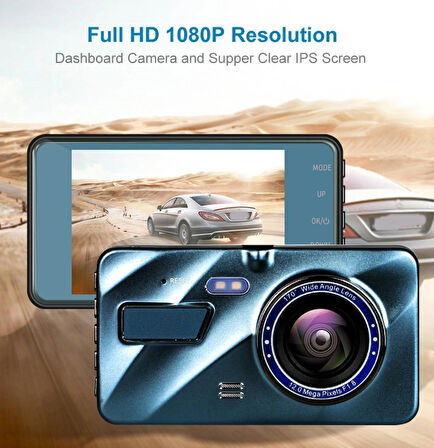 1080p FULL HD 4'' Ips Ekran Ön-Arka 2 Kameralı Araç Kamerası - Araç içi Kamera - e2