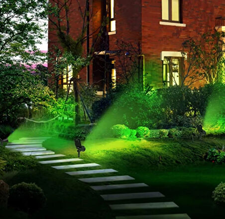 7w Solar Güneş Enerjili Kazıklı Çim & Bahçe Aydınlatma Armatürü SU Geçirmez - Fotosell Yeşil Renk