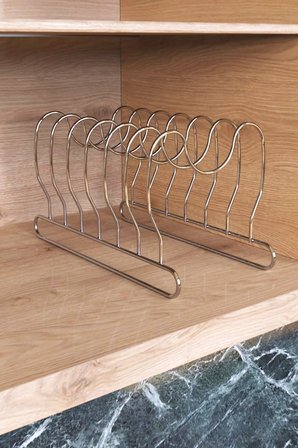 Metal Krom Tava Ve Tencere Kapağı Düzenleyici, Metal Kesme Tahtası Ve Tencere Kapağı Düzenleyici