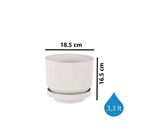 Omnipazar SO-S282 Dekoratif Tabaklı Lüks Çizgi Desenli Saksı 3.3 Litre