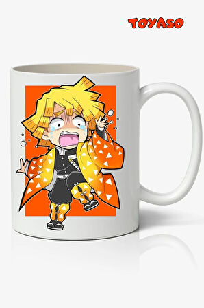 Demon Slayer İblis Keser Zenitsu Agatsuma Temalı Anime Beyaz Kupa Bardak Sevgiliye Arkadaşa Hediye