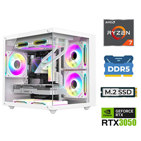Xaser Elite X10 Ryzen 7 7800X3D 16GB DDR5 Ram 1TB M.2 NVMe SSD RTX3050 Sıvı Soğutmalı Masaüstü Oyuncu Bilgisayarı