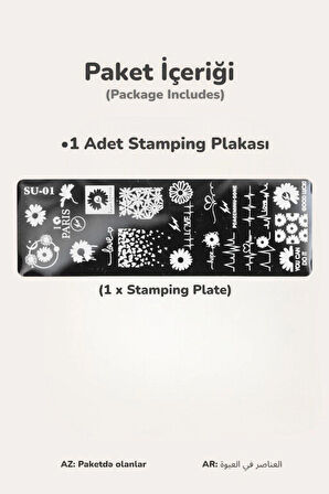 Stamping Baskı Plakası - Oje ve Tırnak Deseni Transferi için Nail Art Stamp Damga Desenleri