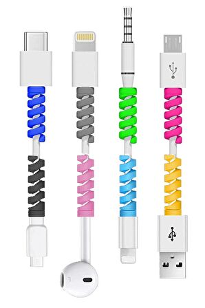 Iphone Samsung Huawei Xiaomi Oppo Uyumlu Kablo Koruyucu Spiral Silikon