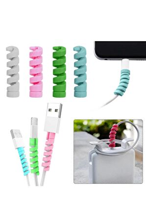 Iphone Samsung Huawei Xiaomi Oppo Uyumlu Kablo Koruyucu Spiral Silikon