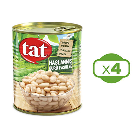 Tat Haşlanmış Kuru Fasulye 800 gr x 4 Adet