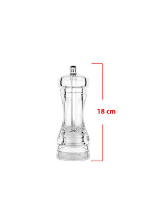 1 Adet Şeffaf Akrilik 18 cm Büyük Boy Baharat Tuz Karabiber Öğütücü Değirmeni