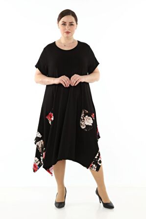 Garnili Cepli Büyük Beden Elbise 18E-1769