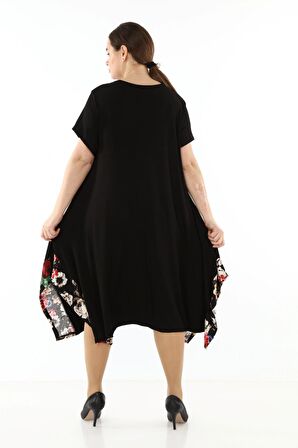 Garnili Cepli Büyük Beden Elbise 18E-1769