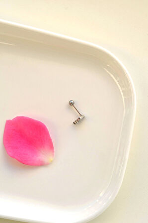 U Harfi Piercing Gümüş Renkli Harf Piercing U
