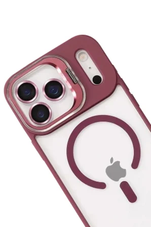 iPhone 18 Pro Max Kılıf M-Safe Şarj Özellikli Lensli Standlı Azn-Remim
