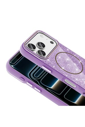 Apple iPhone 18 Pro Max Kılıf M-safe Şarj Özellikli Parlayan Simli Zr-Okso