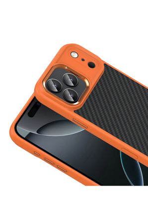 iPhone 18 Pro Max Kılıf M-Safe Şarj Karbon Fiber Görünümlü Silikon Zr-Truva