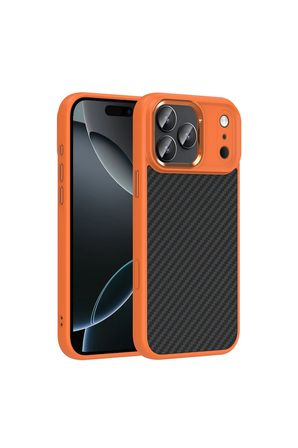iPhone 18 Pro Max Kılıf M-Safe Şarj Karbon Fiber Görünümlü Silikon Zr-Truva
