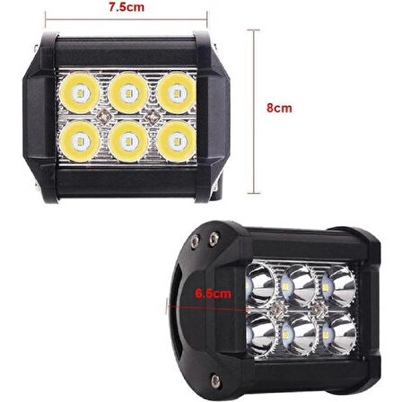 YENİLZD  Off Road Sis Gündüz Farı 18W 6LED Lambası Projektör Beyaz Işık SİS LEDİ