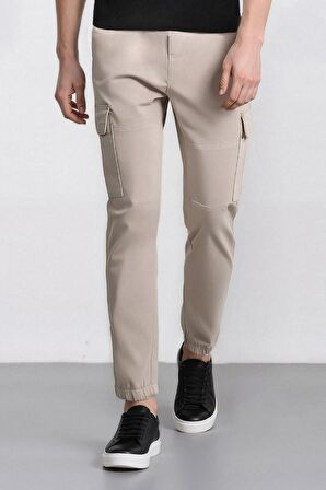 DeFacto Jogger Gabardin Pantolon Beli Lastikli Kargo Cepli Lastikli Paça E1037AX24WNBG766