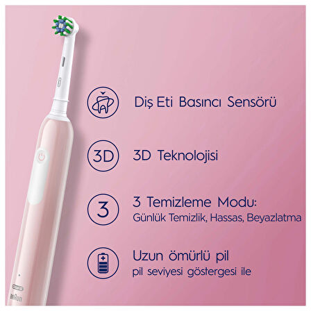 Oral-B Pro Series 1 Pembe Elektrikli Diş Fırçası, 1 Diş Fırçası Başlığı, Braun Tasarımı