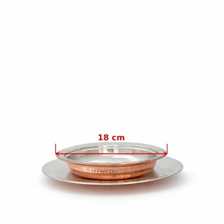 Copper Empire Bakır Servis Seti 18 cm Tabak ve Kase Çorba Sulu Yemek Kelle Paça Sunum Seti