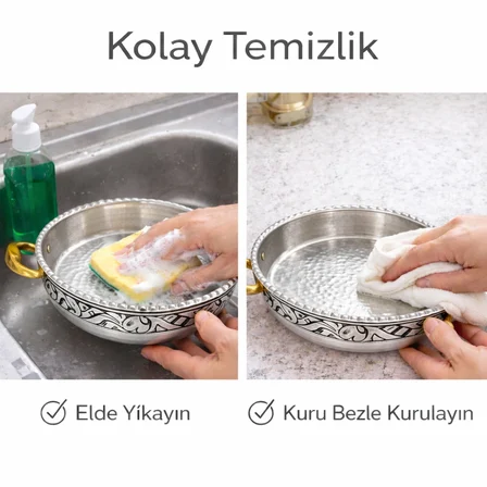 Copper Empire 18 cm Gümüş Kaplama Bakır Sahan – Kalaylı Pirinç Kulplu Menemen Omlet Şakşuka Tavası