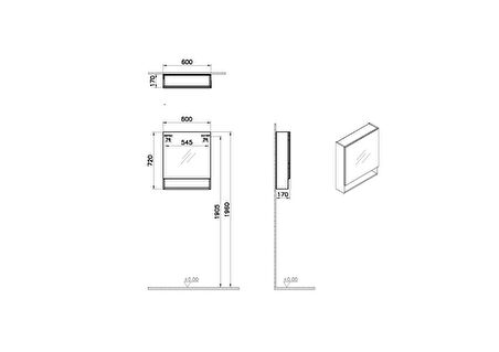 VitrA Ardea 66113 Dolaplı Ayna, 60 cm, Parlak Beyaz, Sol