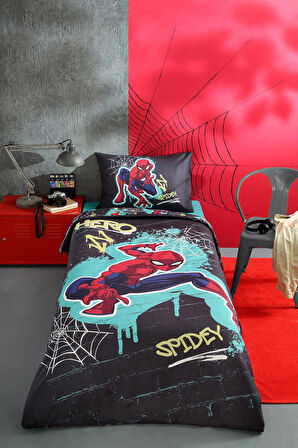 Özdilek Spiderman Street Tek Kişilik Disney Lisanslı Lastikli Fitted Çarşaf Çocuk Nevresim Takımı