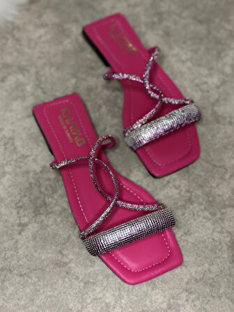 Günlük Kadın Terlik Çapraz Taşlı Tek Bantlı Küt Burunlu Alçak Topuklu Rahat Taban Hafif Yazlık 19