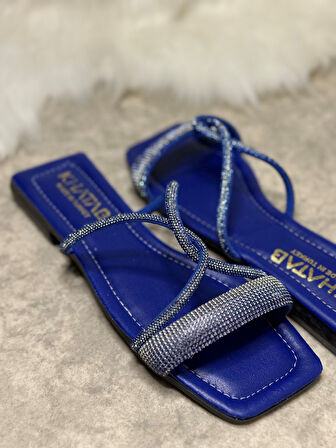 Günlük Kadın Terlik Çapraz Taşlı Tek Bantlı Küt Burunlu Alçak Topuklu Rahat Taban Hafif Yazlık 19