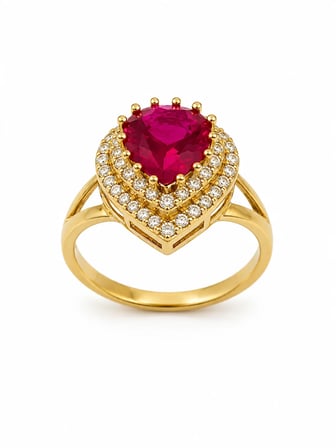 14 Ayar Ruby Queen Damla Taşlı Altın Yüzük
