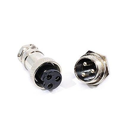 3 Pin Mikrofon Mice Konnektör dişi-erkek 8mm